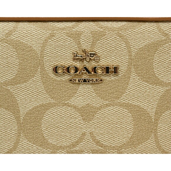 COACH JAMIE Wristlet Light Khaki Signature Canvas Saddle Leather CA718 NWT $178 - Picture 9 of 14